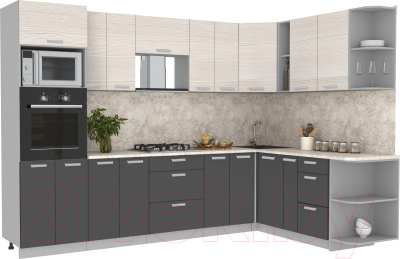 Готовая кухня Интерлиния Мила Лайт 1.88x3.0 правая без столешницы - фото