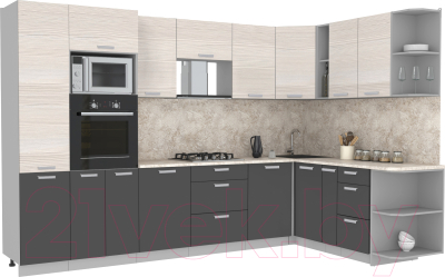 Готовая кухня Интерлиния Мила Лайт 1.88x3.2 правая без столешницы - фото