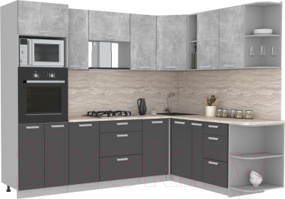 Готовая кухня Интерлиния Мила Лайт 1.88x2.6 правая без столешницы - фото