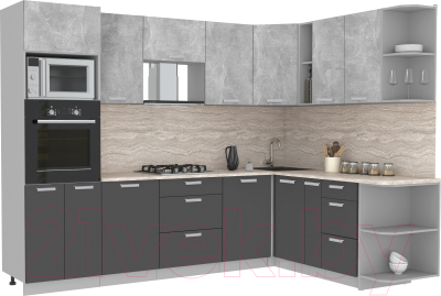 Готовая кухня Интерлиния Мила Лайт 1.88x2.8 правая без столешницы - фото