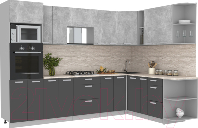 Готовая кухня Интерлиния Мила Лайт 1.88x3.0 правая без столешницы - фото