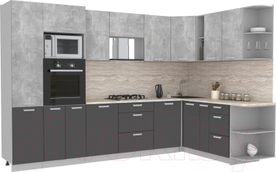 Готовая кухня Интерлиния Мила Лайт 1.88x3.2 правая без столешницы - фото