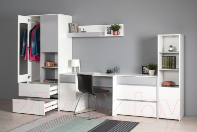 Письменный стол Mobi Торонто 12.149 (белый PE шагрень/стальной серый 1700 PE)