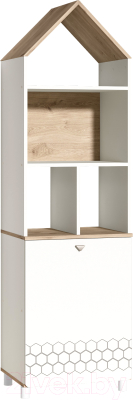 Стеллаж Mobi Эйп 13.14 комбинированный (белый PE шагрень/дуб белый Exclusive OW D4430) - фото