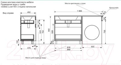 Тумба с умывальником Эстет Dallas Luxe R / ФР-00009838