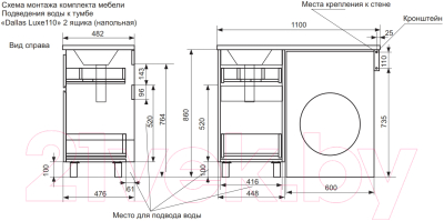 Тумба с умывальником Эстет Dallas Luxe R / ФР-00001966