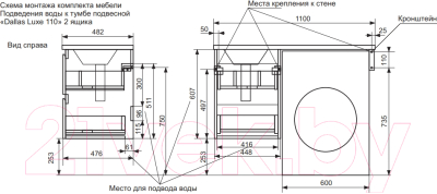 Тумба с умывальником Эстет Dallas Luxe R / ФР-00002021