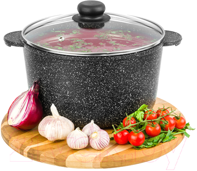Кастрюля Elan Gallery Гармония вкуса / 120287 (черный мрамор)