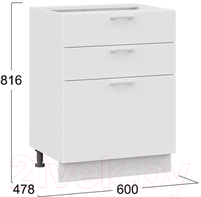 Шкаф-стол кухонный ТриЯ Габриэлла 1Н6Я3 (белый/сноу)