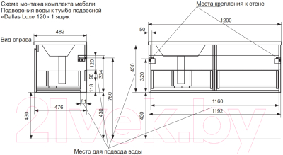 Тумба с умывальником Эстет Dallas Luxe R / ФР-00001931