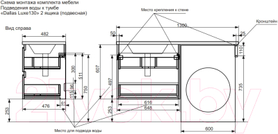 Тумба с умывальником Эстет Dallas Luxe R / ФР-00002277