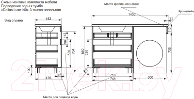 Тумба с умывальником Эстет Dallas Luxe R / ФР-00002912