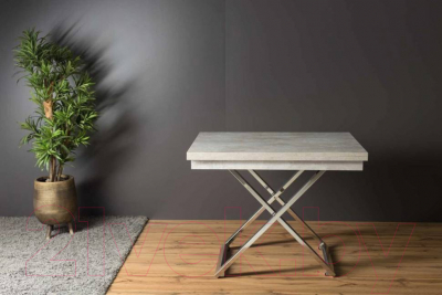 Стол-трансформер Levmar Cross D51/S79 (бетон/нержавеющая сталь)