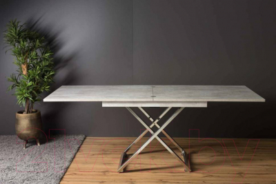 Стол-трансформер Levmar Cross D51/S79 (бетон/нержавеющая сталь)