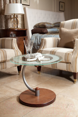 Журнальный столик Мебелик Дуэт 13Н (металлик/средне-коричневый/прозрачное стекло)