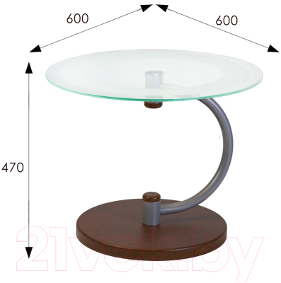 Журнальный столик Мебелик Дуэт 13Н (металлик/средне-коричневый/прозрачное стекло)