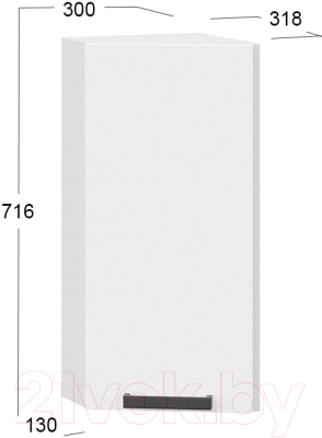 Шкаф навесной для кухни ТриЯ Детройт 1В3Т исп. 2 (белый/белый глянец)
