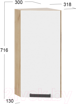 Шкаф навесной для кухни ТриЯ Детройт 1В3Т исп. 2 (дуб крафт золотой/белый глянец)