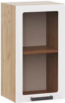 Шкаф навесной для кухни ТриЯ Детройт 1В4С исп. 2 (дуб крафт золотой/белый глянец) - фото