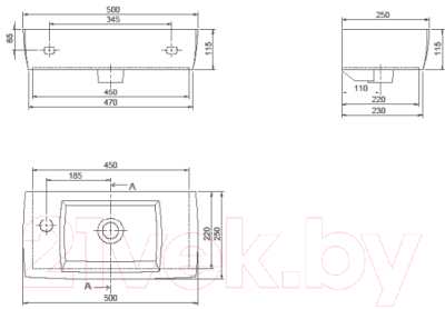 Умывальник CeraStyle City 25 L / TB002F22L00