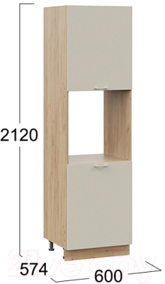 Шкаф-пенал кухонный ТриЯ Габриэлла 1П6 (дуб крафт золотой/крем)