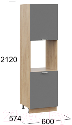 Шкаф-пенал кухонный ТриЯ Габриэлла 1П6 (дуб крафт золотой/титан)