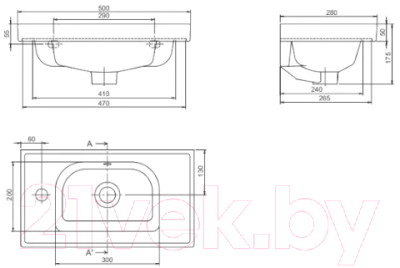 Умывальник CeraStyle City 50 L / VB015F32L00