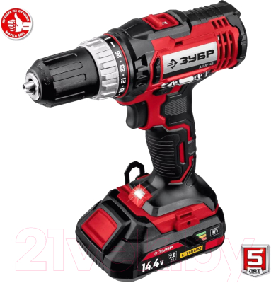 Аккумуляторная дрель-шуруповерт Зубр ДШЛ-145-22
