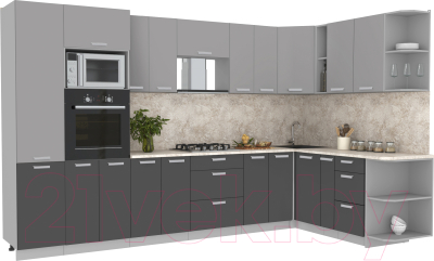 Готовая кухня Интерлиния Мила Лайт 1.88x3.4 правая без столешницы - фото