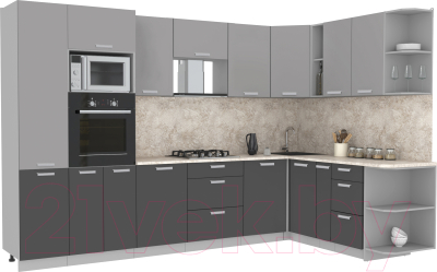 Готовая кухня Интерлиния Мила Лайт 1.88x3.2 правая без столешницы - фото