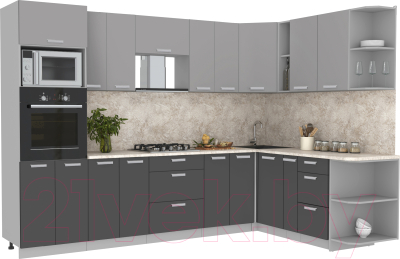 Готовая кухня Интерлиния Мила Лайт 1.88x3.0 правая без столешницы - фото