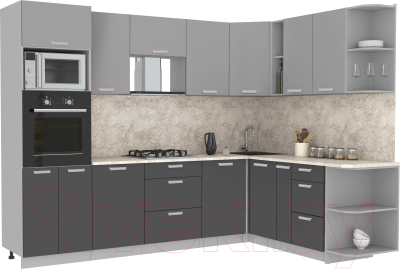 Готовая кухня Интерлиния Мила Лайт 1.88x2.8 правая без столешницы - фото