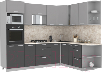 Готовая кухня Интерлиния Мила Лайт 1.88x2.6 правая без столешницы - фото