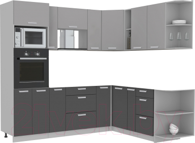 Готовая кухня Интерлиния Мила Лайт 1.88x2.4 правая без столешницы - фото