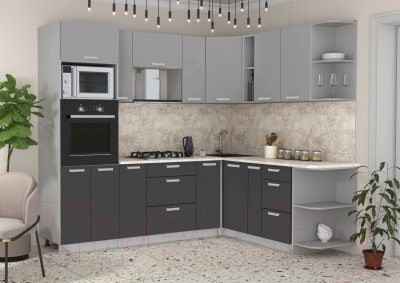 Готовая кухня Интерлиния Мила Лайт 1.88x2.4 правая без столешницы