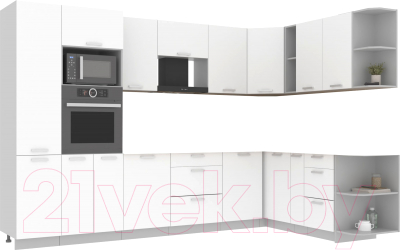 Готовая кухня Интерлиния Мила Лайт 1.88x3.2 правая без столешницы - фото