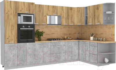 Готовая кухня Интерлиния Мила Лайт 1.88x3.4 правая без столешницы - фото