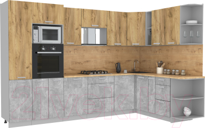 Готовая кухня Интерлиния Мила Лайт 1.88x3.2 правая без столешницы - фото