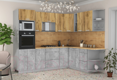 Готовая кухня Интерлиния Мила Лайт 1.88x2.6 правая без столешницы