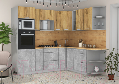 Готовая кухня Интерлиния Мила Лайт 1.88x2.4 правая без столешницы