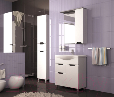 Шкаф с зеркалом для ванной Mixline Прометей 65 L 534972 (с подсветкой)