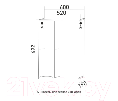 Шкаф с зеркалом для ванной Mixline Этьен 60 L 542407 (с подсветкой)