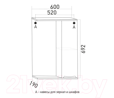 Шкаф с зеркалом для ванной Mixline Этьен 60 R 542408