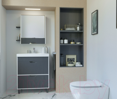 Шкаф с зеркалом для ванной Mixline Байкал 70 539811 (с полками)