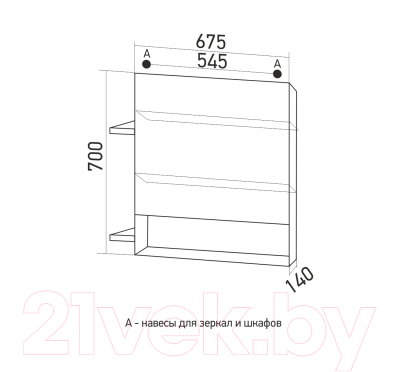 Шкаф с зеркалом для ванной Mixline Сура 70 539803