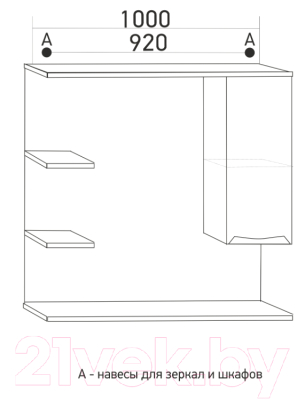 Шкаф с зеркалом для ванной Mixline Этьен 100 R 540872