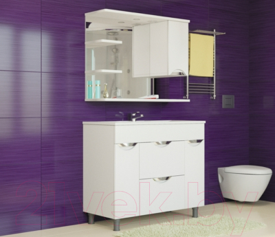 Шкаф с зеркалом для ванной Mixline Этьен 90 R 529942 (с подсветкой)