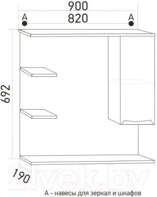Шкаф с зеркалом для ванной Mixline Этьен 90 R 529942 (с подсветкой)