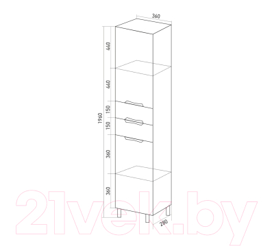 Шкаф-пенал для ванной Mixline Этьен 36 539048