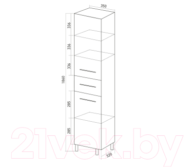 Шкаф-пенал для ванной Mixline Диамант 35 L 522471